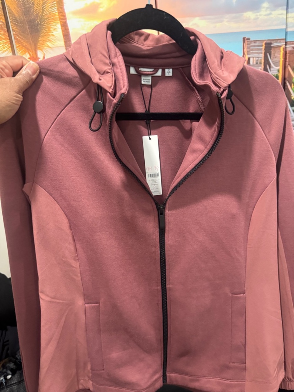 Chico’s Mauve Pink Zip-Up Hoodie Jacket sz 4